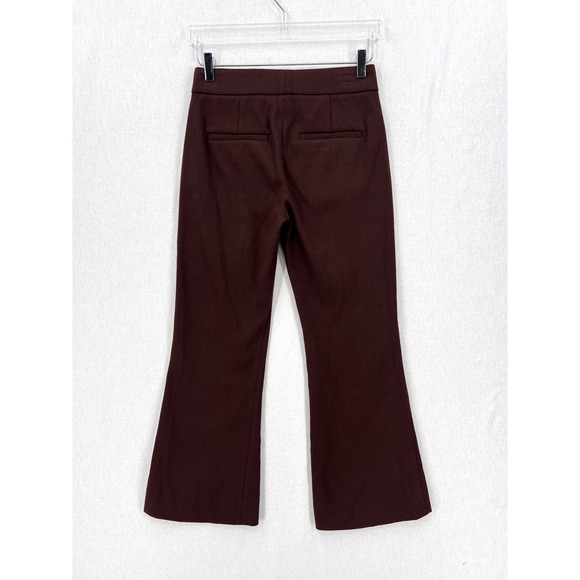 VINCE Slim Flared Pants Womens 0 Hickory Darl Brown Cropped Mid Rise Stretch NWT - Picture 5 of 16